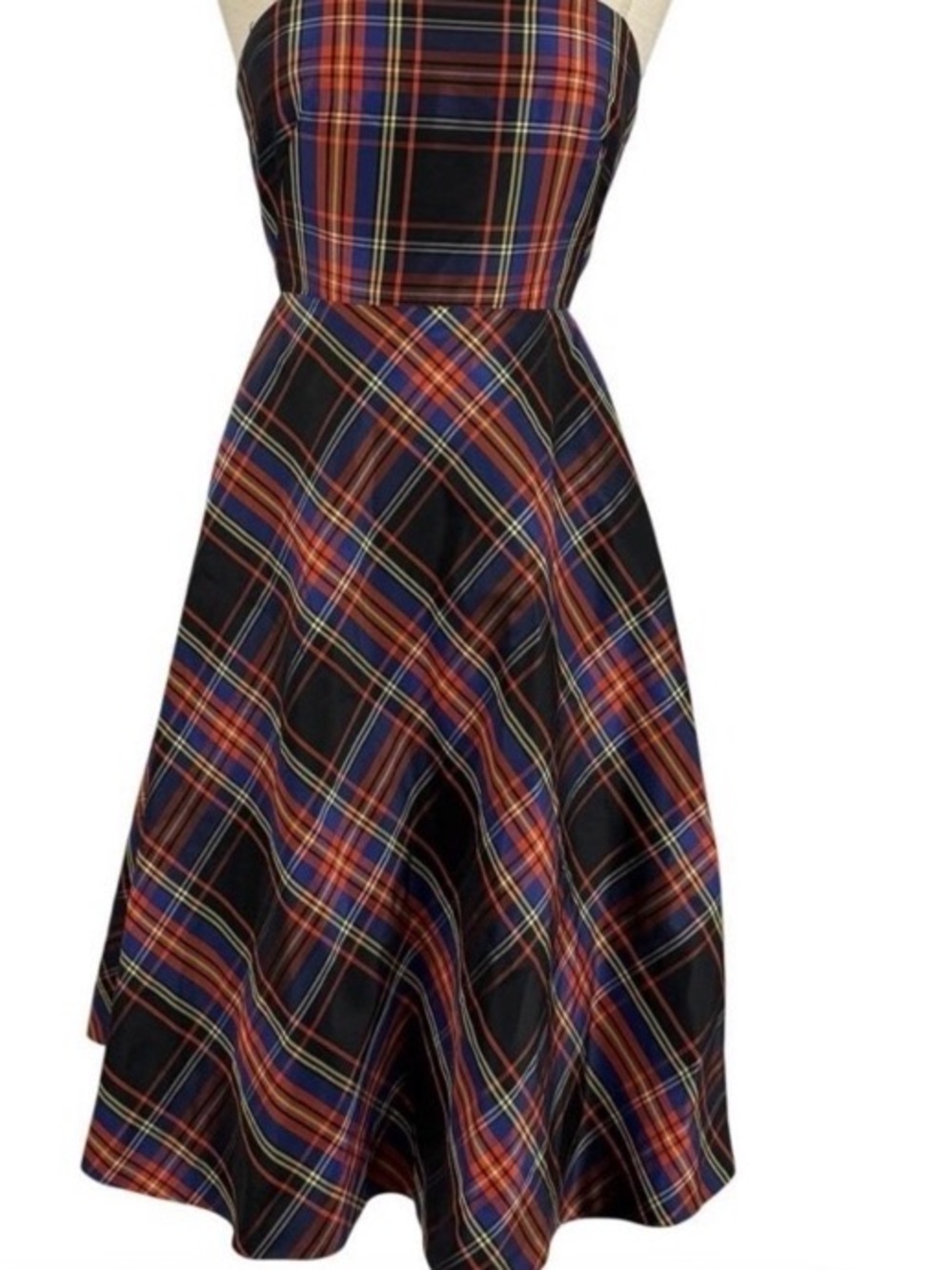J. Crew Plaid Silk Strapless Dress